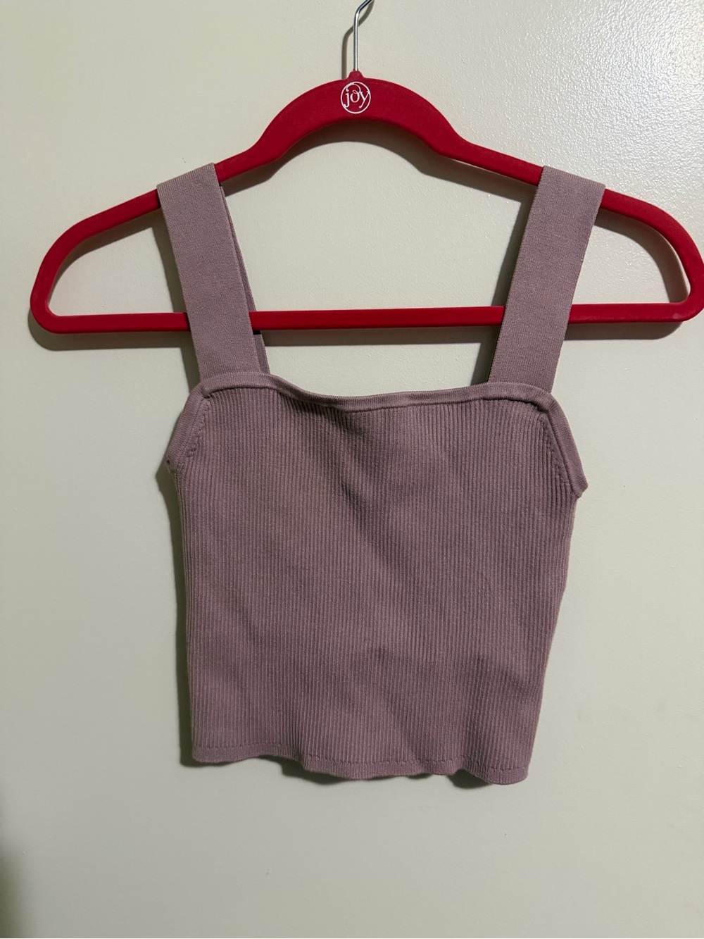 Madewell Ribbed Square-Neck Crop Top in Mauve